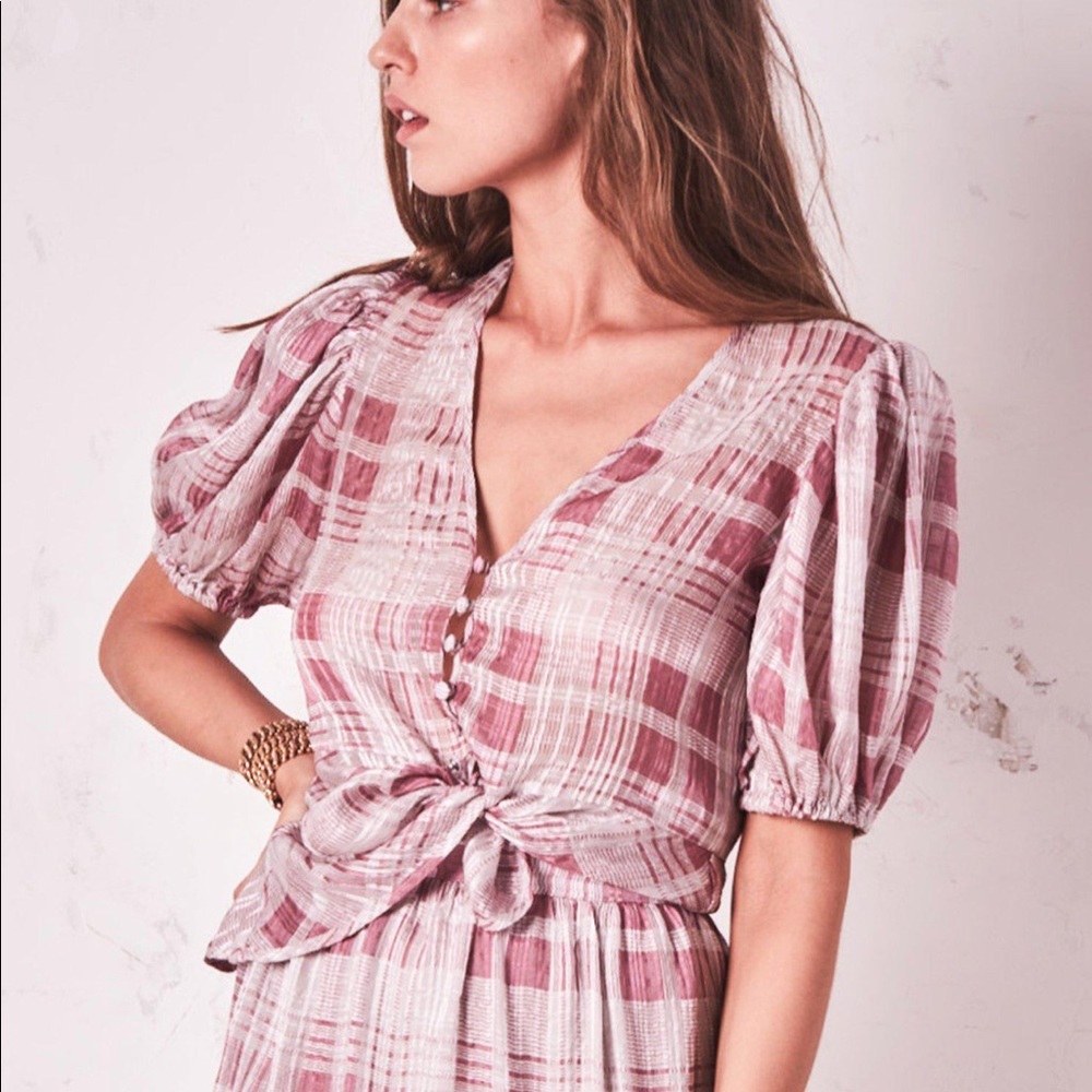 Loveshackfancy Jordan plaid pink top